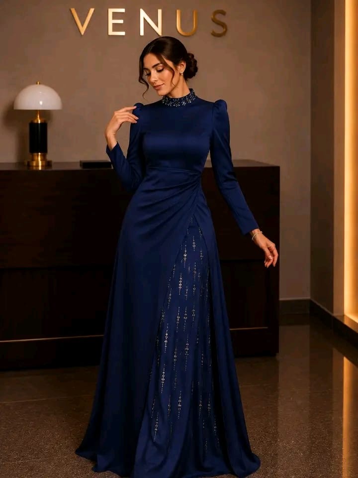 River Dress-Navy Blue Sequin