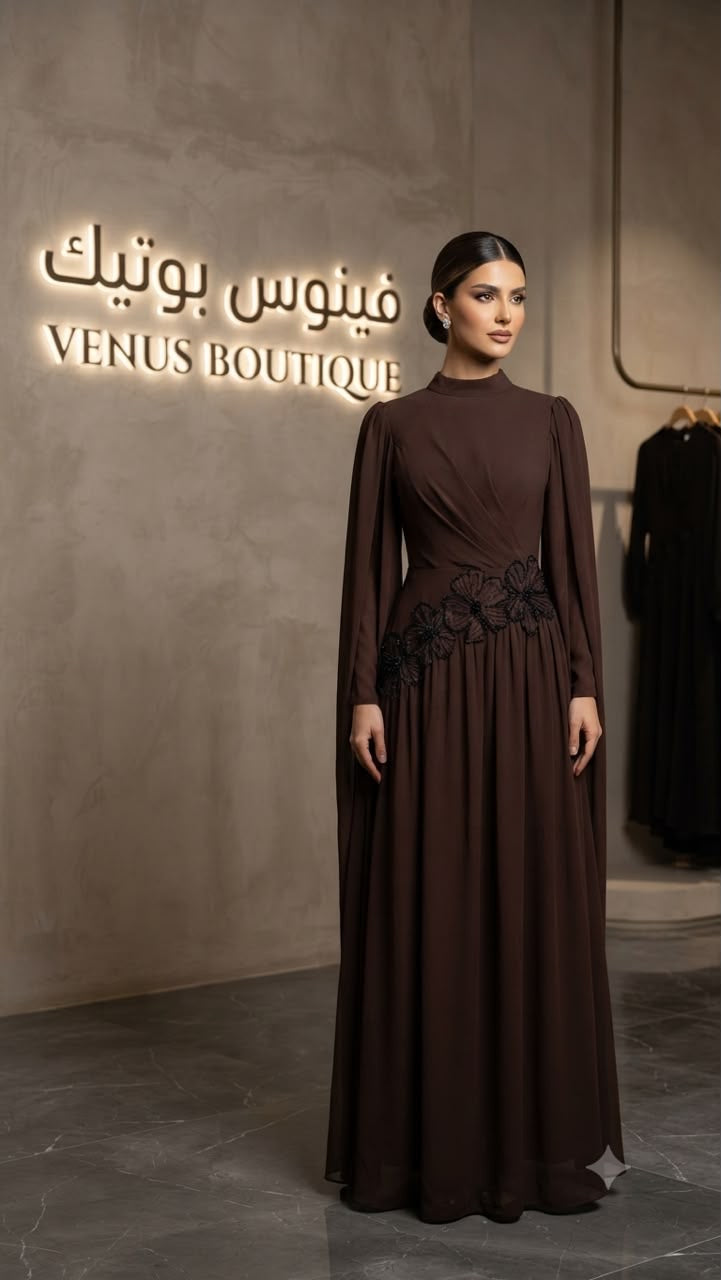 Floral Dress-Dark Chocolate