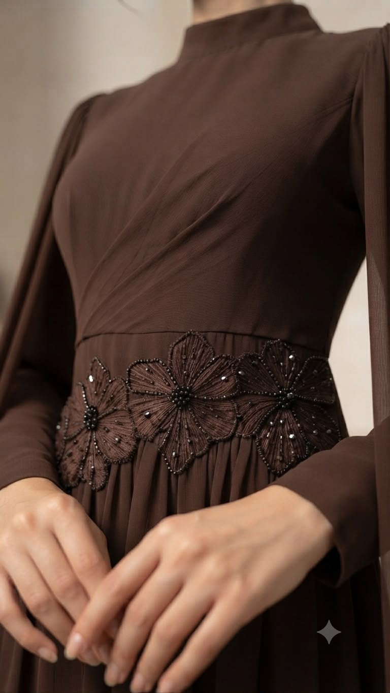 Floral Dress-Dark Chocolate