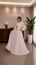 Freya Dress-Blush Pleated