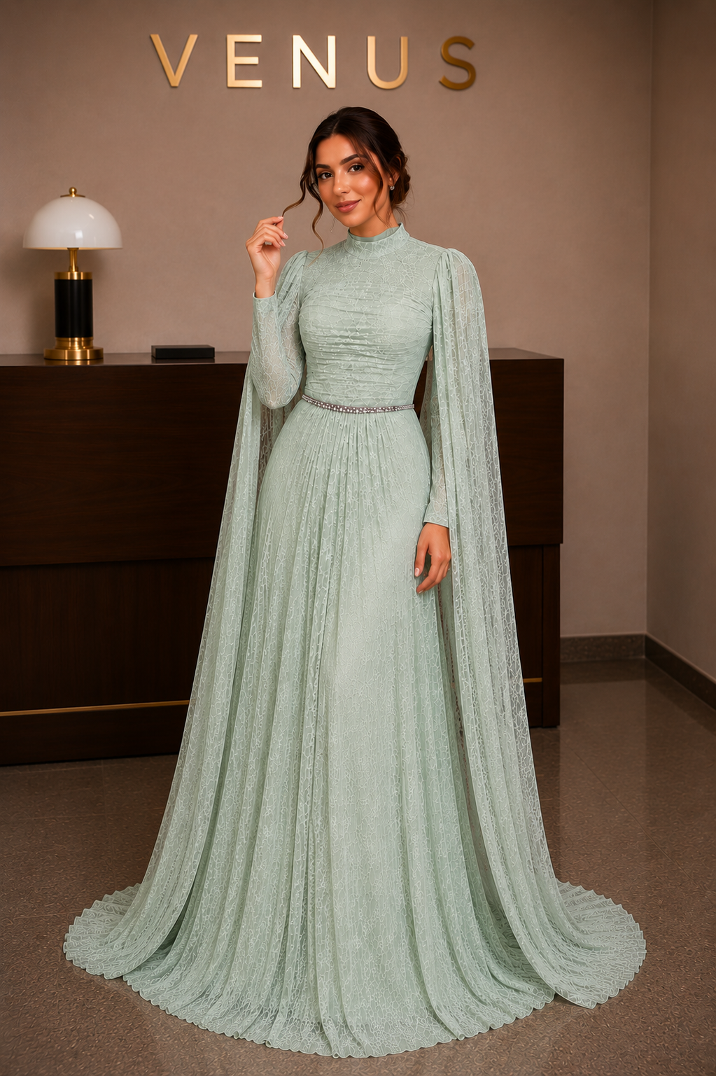 Celeste Cape Dress - Sage Green
