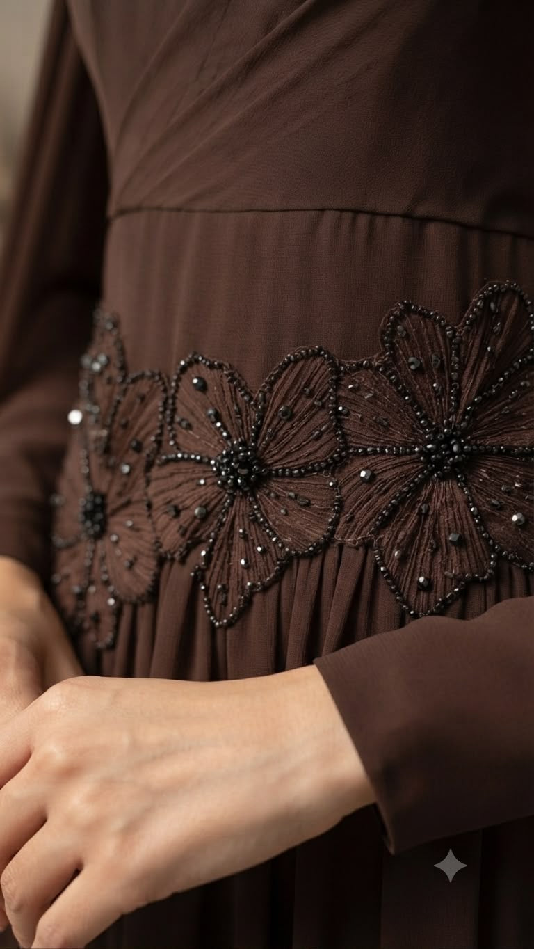Floral Dress-Dark Chocolate