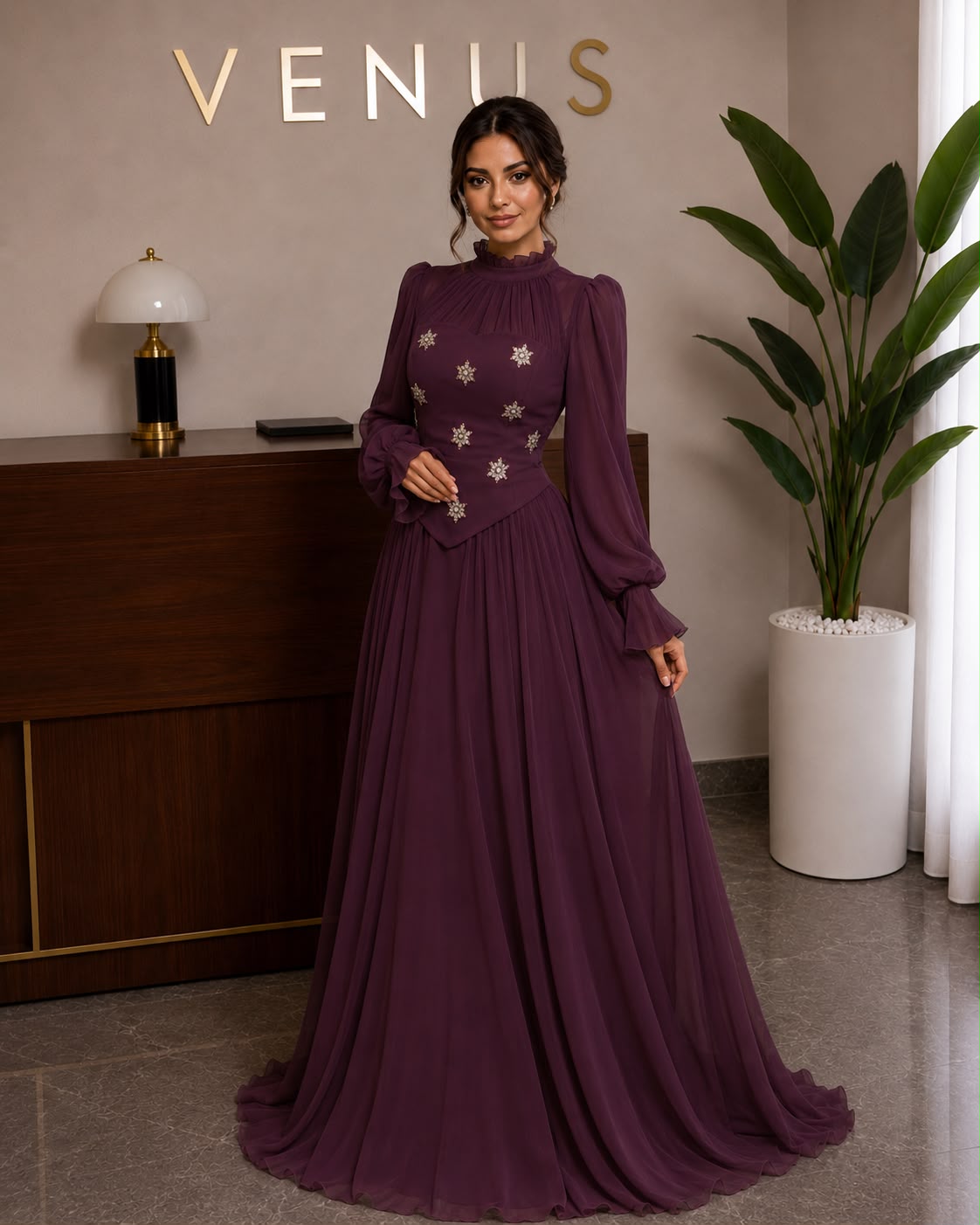 Rosa Dress-Deep Plum Star
