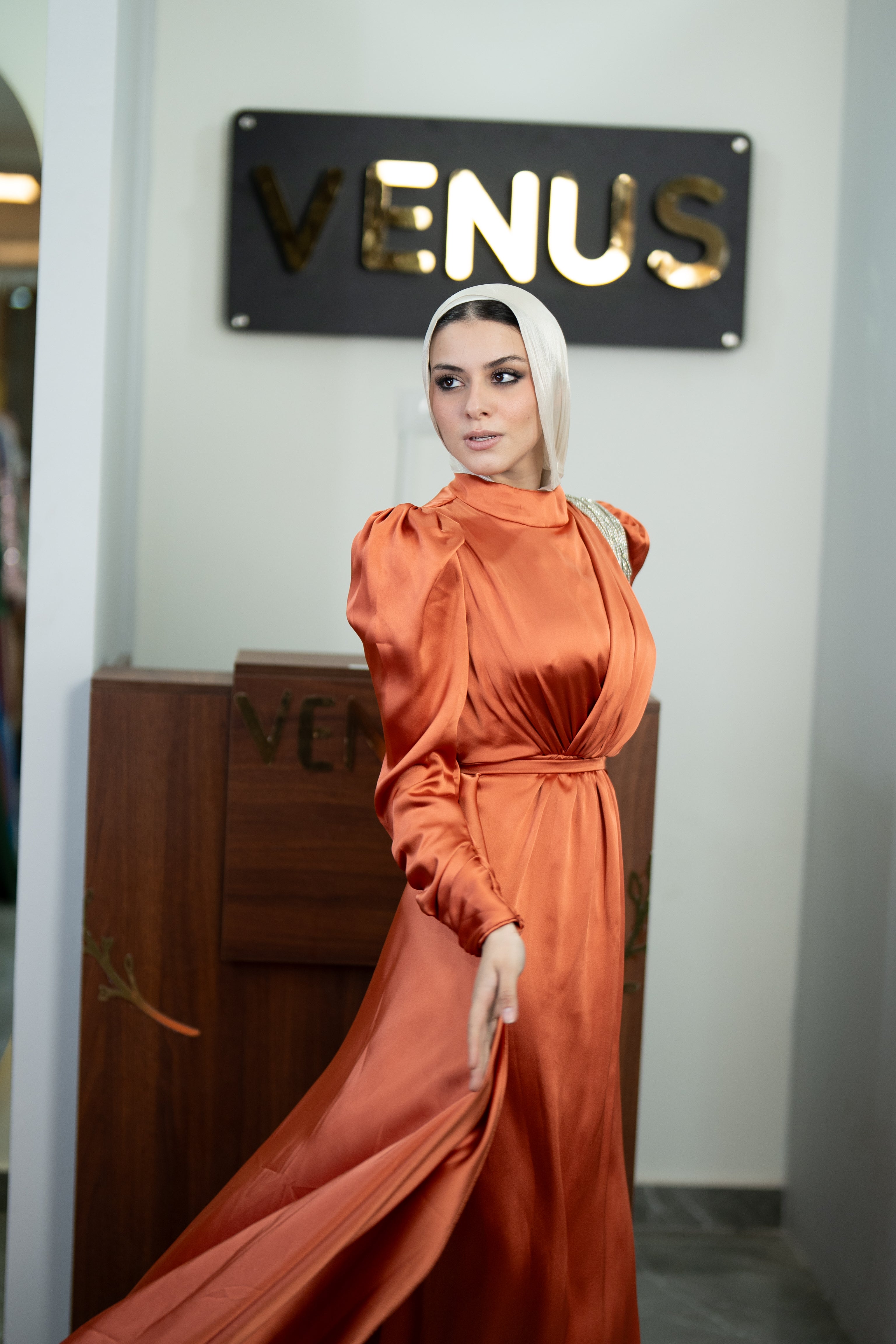 Valencia Dress - Coral Orange