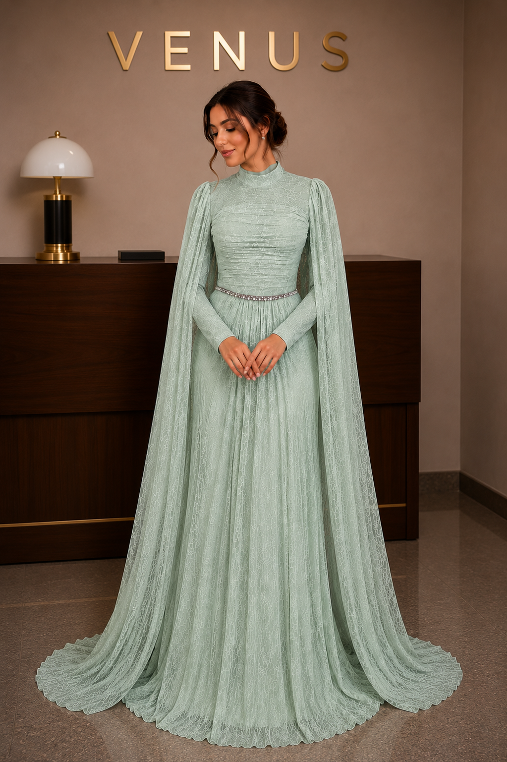Celeste Cape Dress - Sage Green