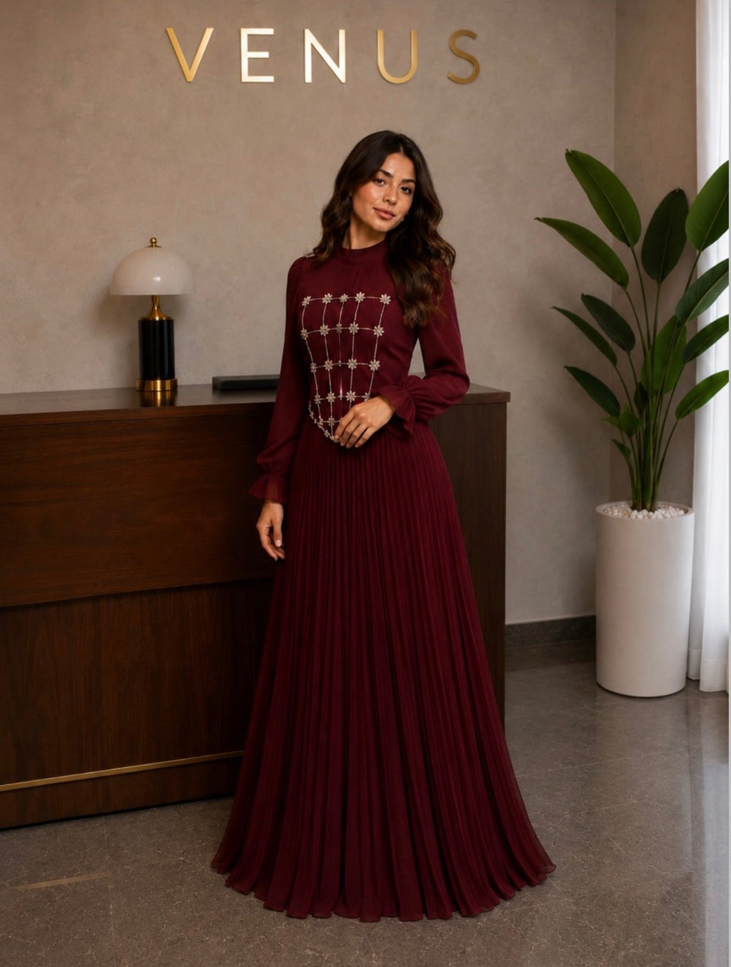 Lisa Dress - Burgundy