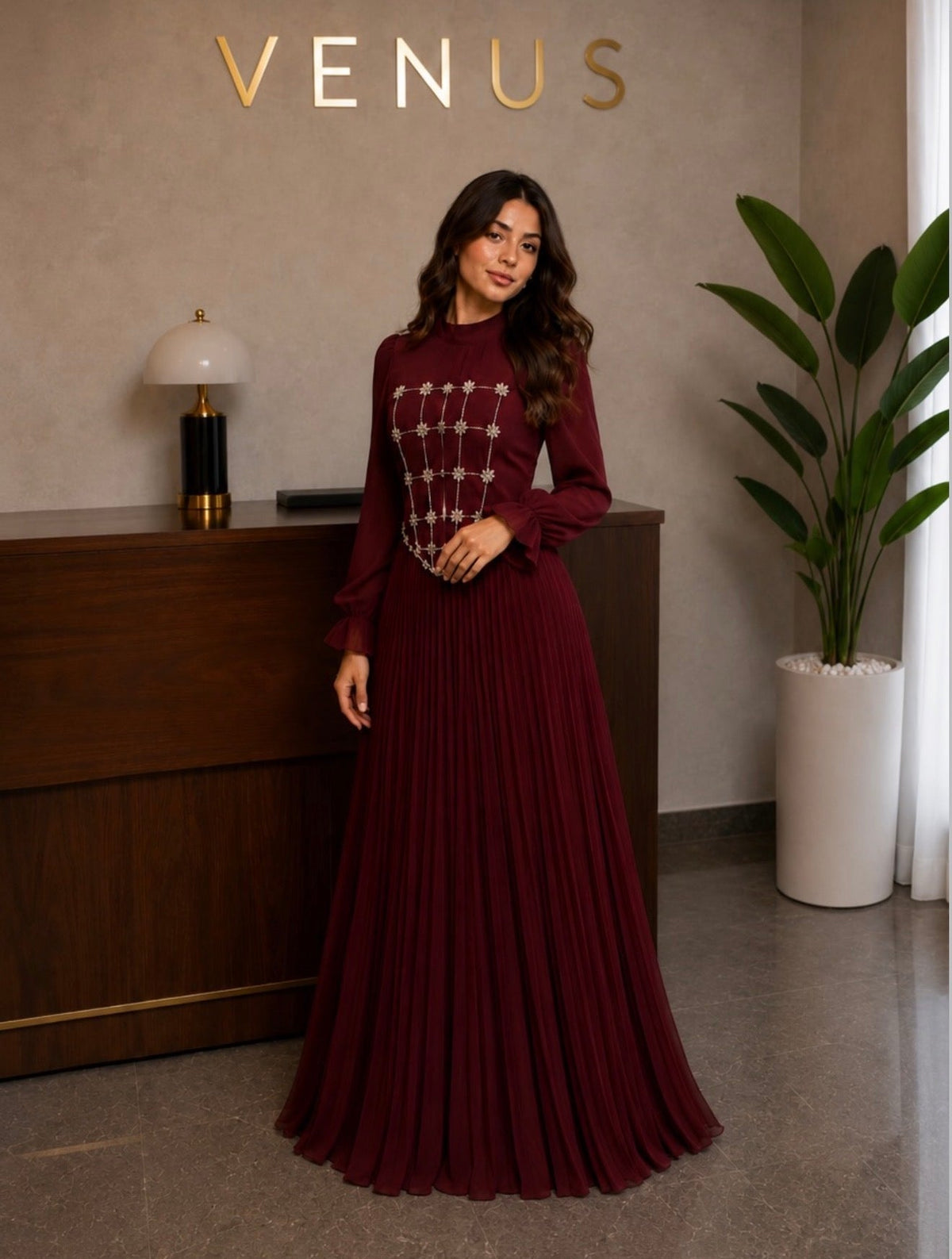 Lisa Dress - Burgundy