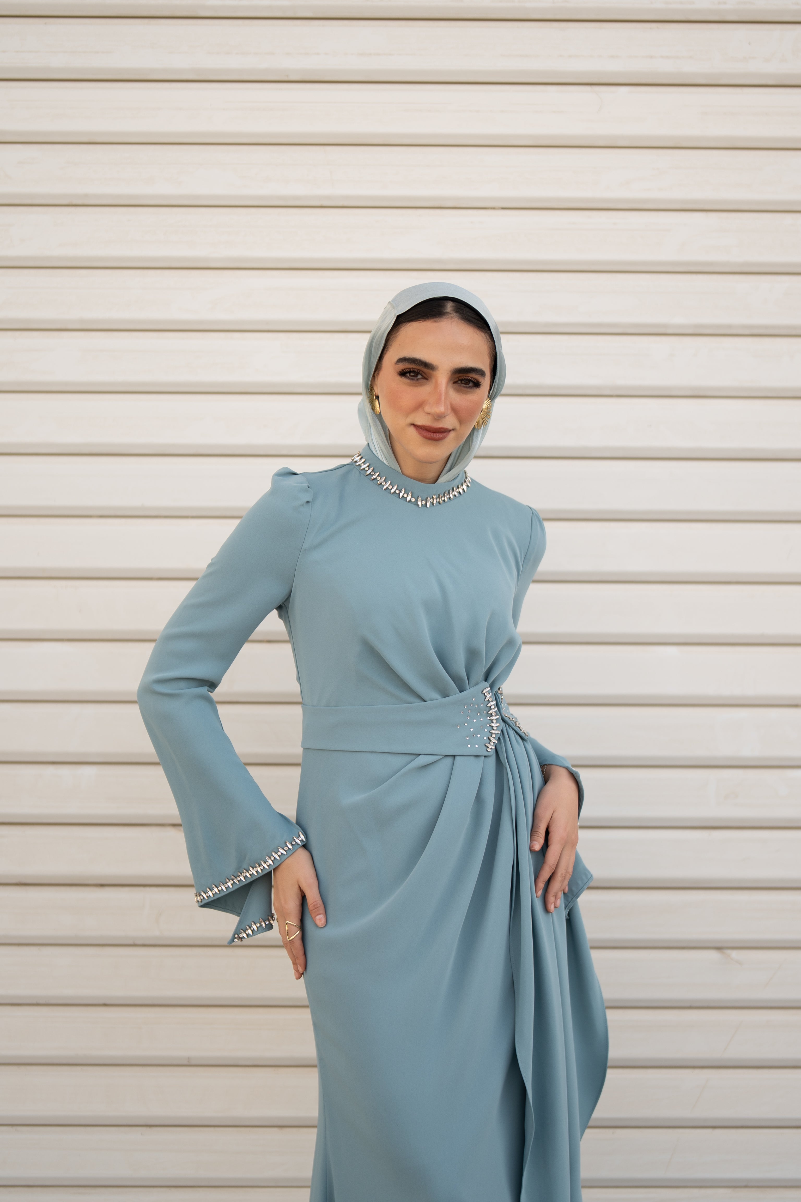 Adriana Dress - Aqua Blue