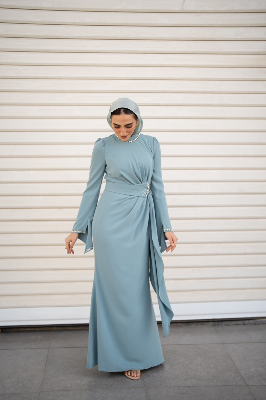 Adriana Dress - Aqua Blue