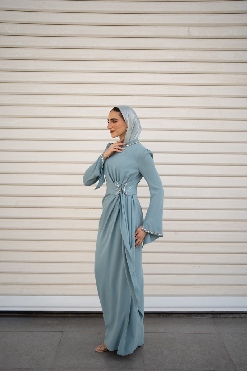 Adriana Dress - Aqua Blue