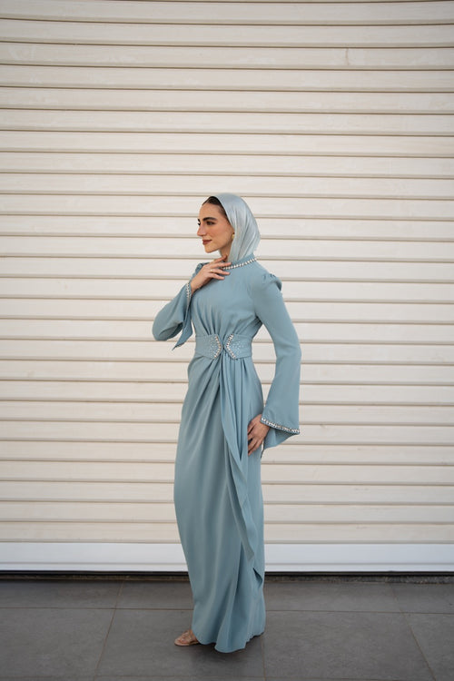 Adriana Dress - Aqua Blue