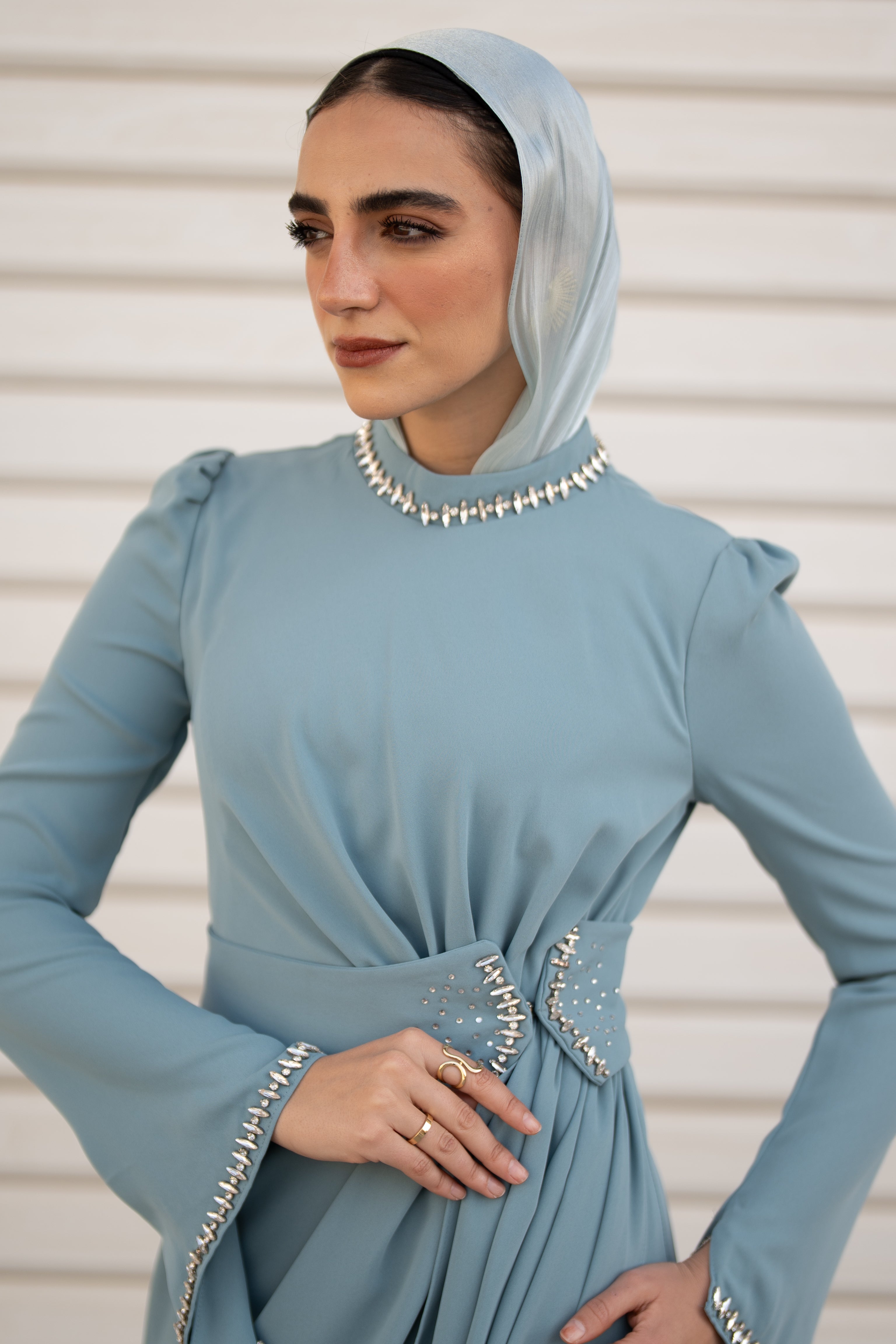 Adriana Dress - Aqua Blue