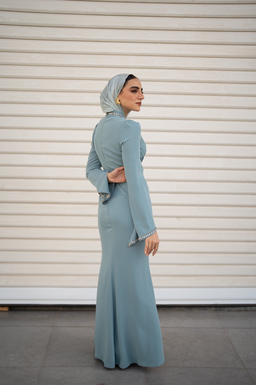 Adriana Dress - Aqua Blue
