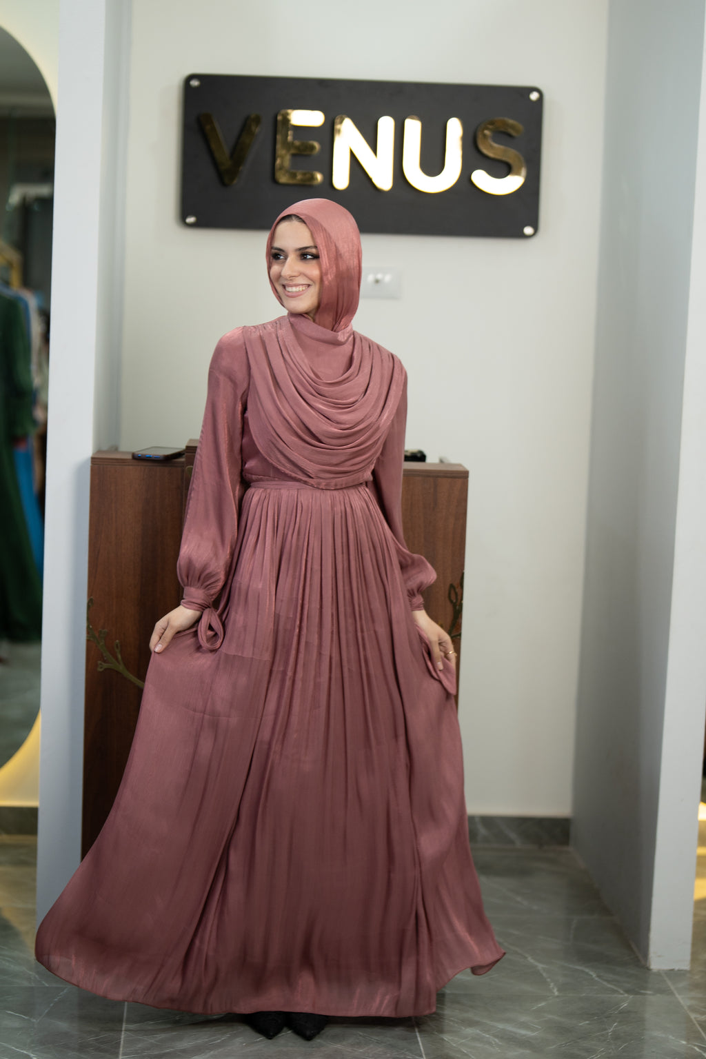 Rosette Dress - rose pink