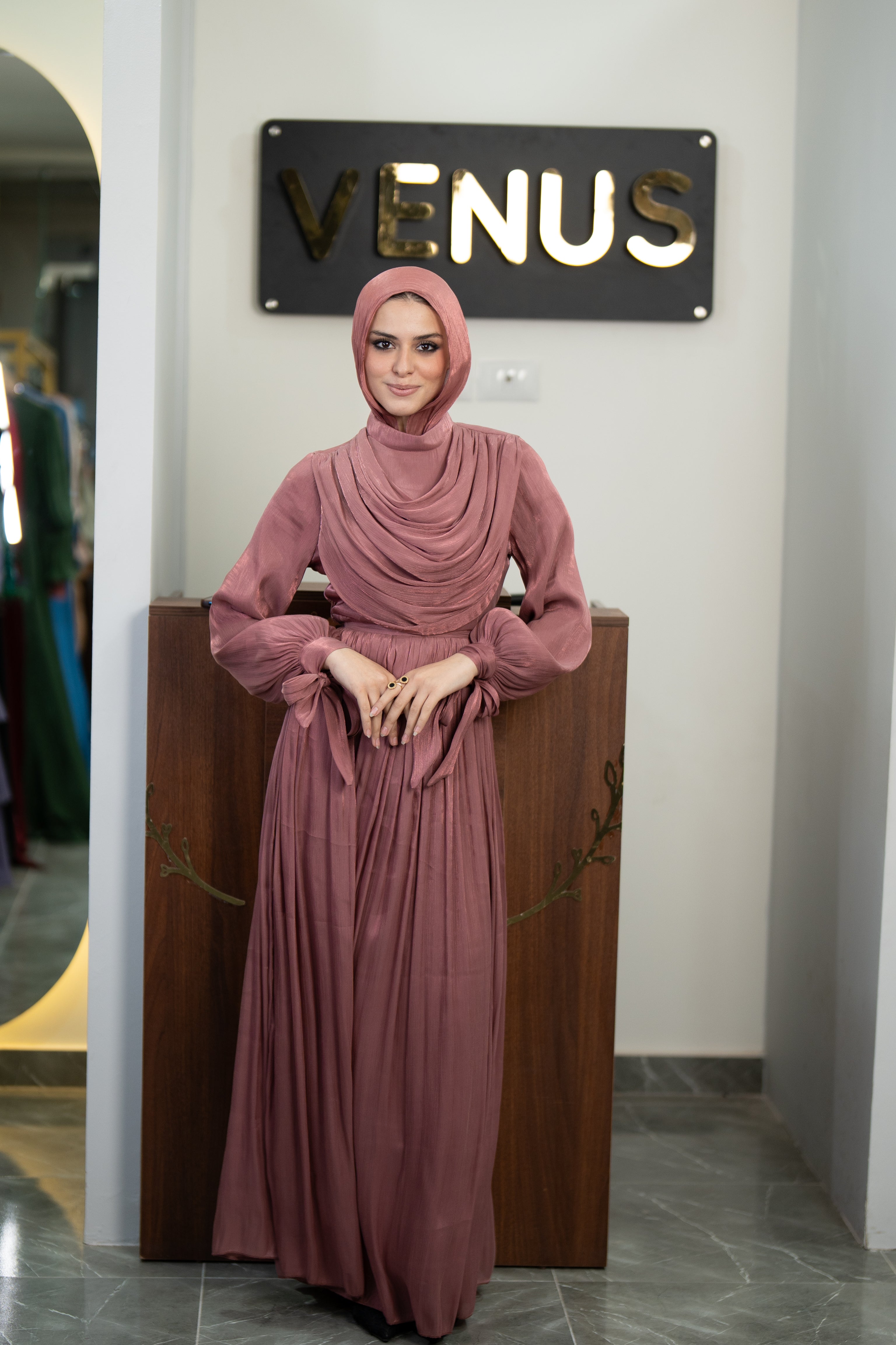 Rosette Dress - rose pink