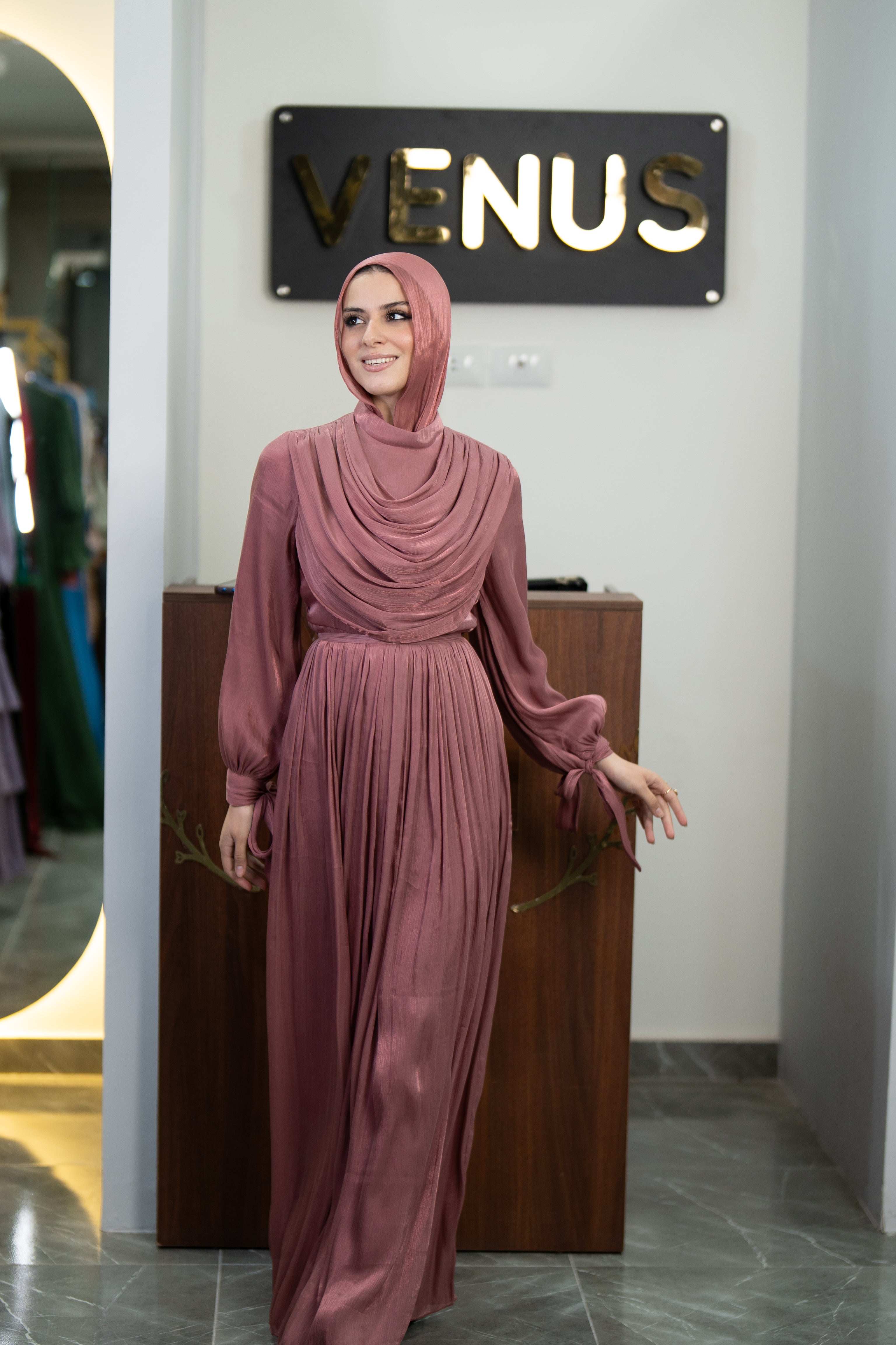 Rosette Dress - rose pink