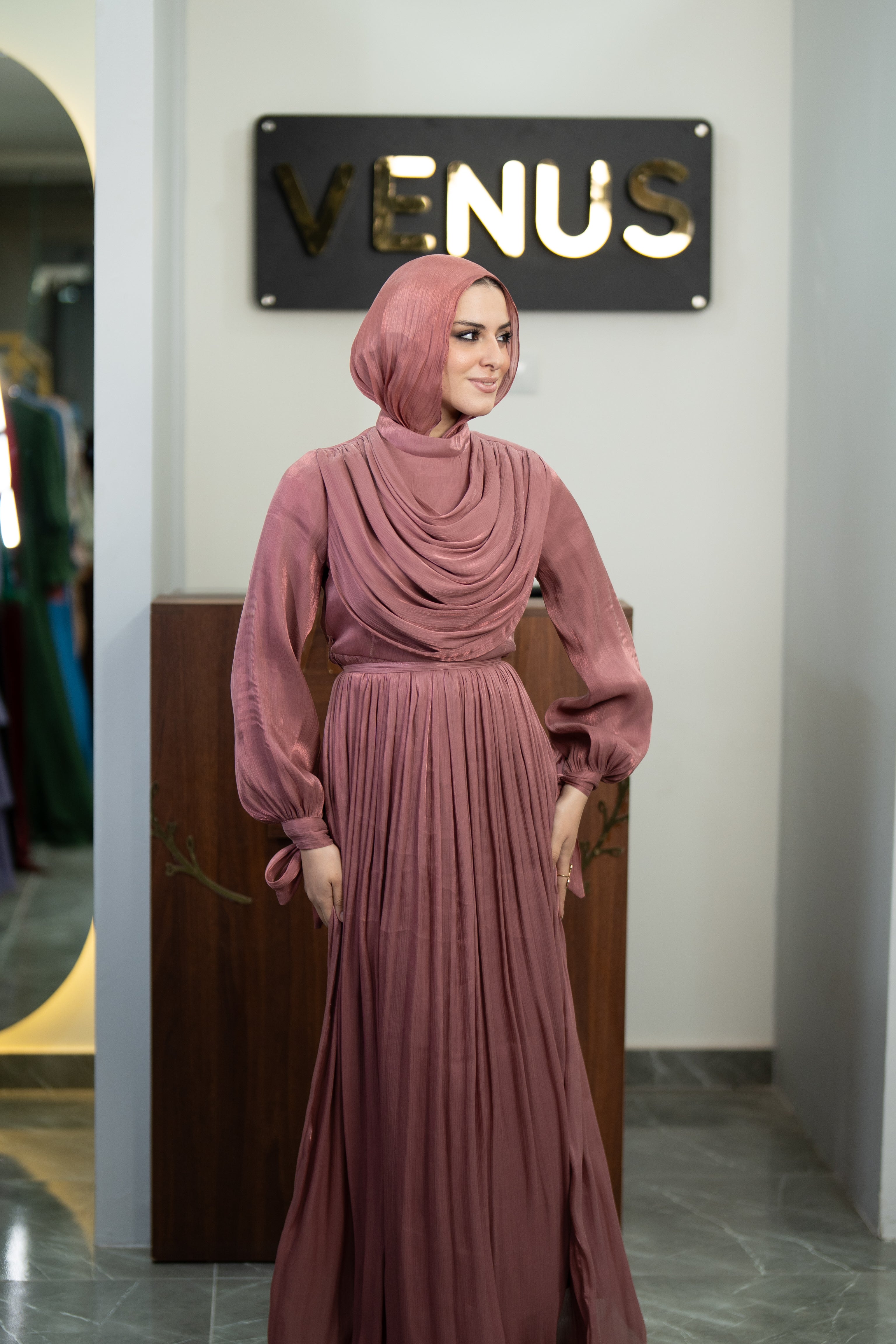 Rosette Dress - rose pink