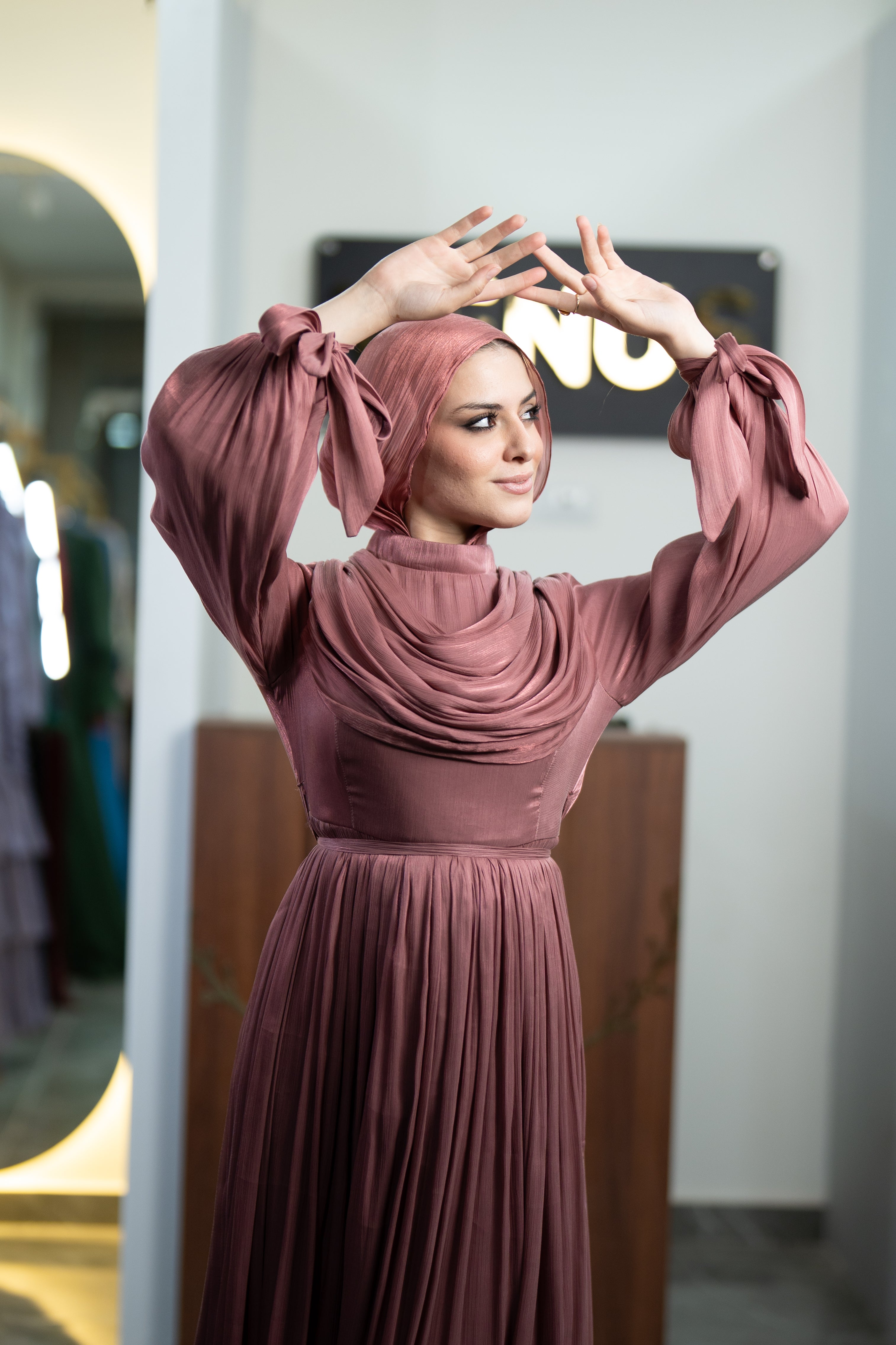 Rosette Dress - rose pink