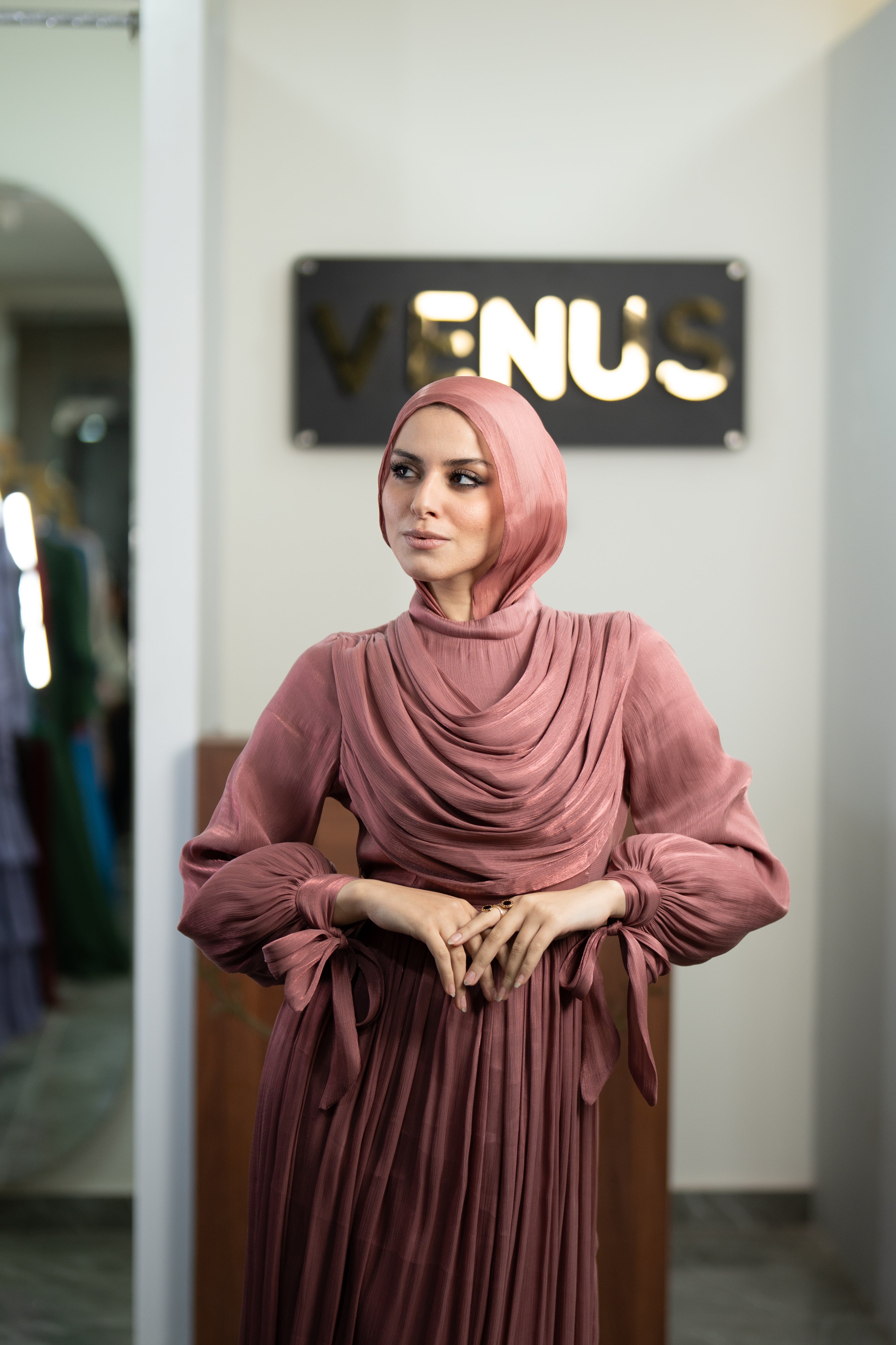 Rosette Dress - rose pink