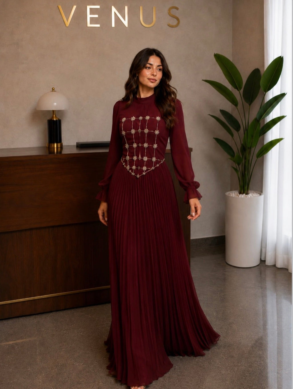 Lisa Dress - Burgundy