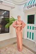 Peach Blush Draped Cape Dress