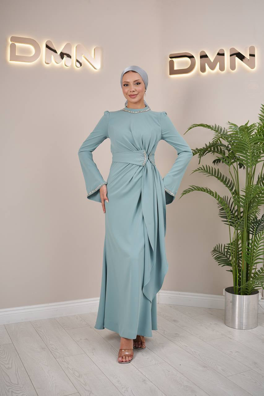 Adriana Dress - Aqua Blue